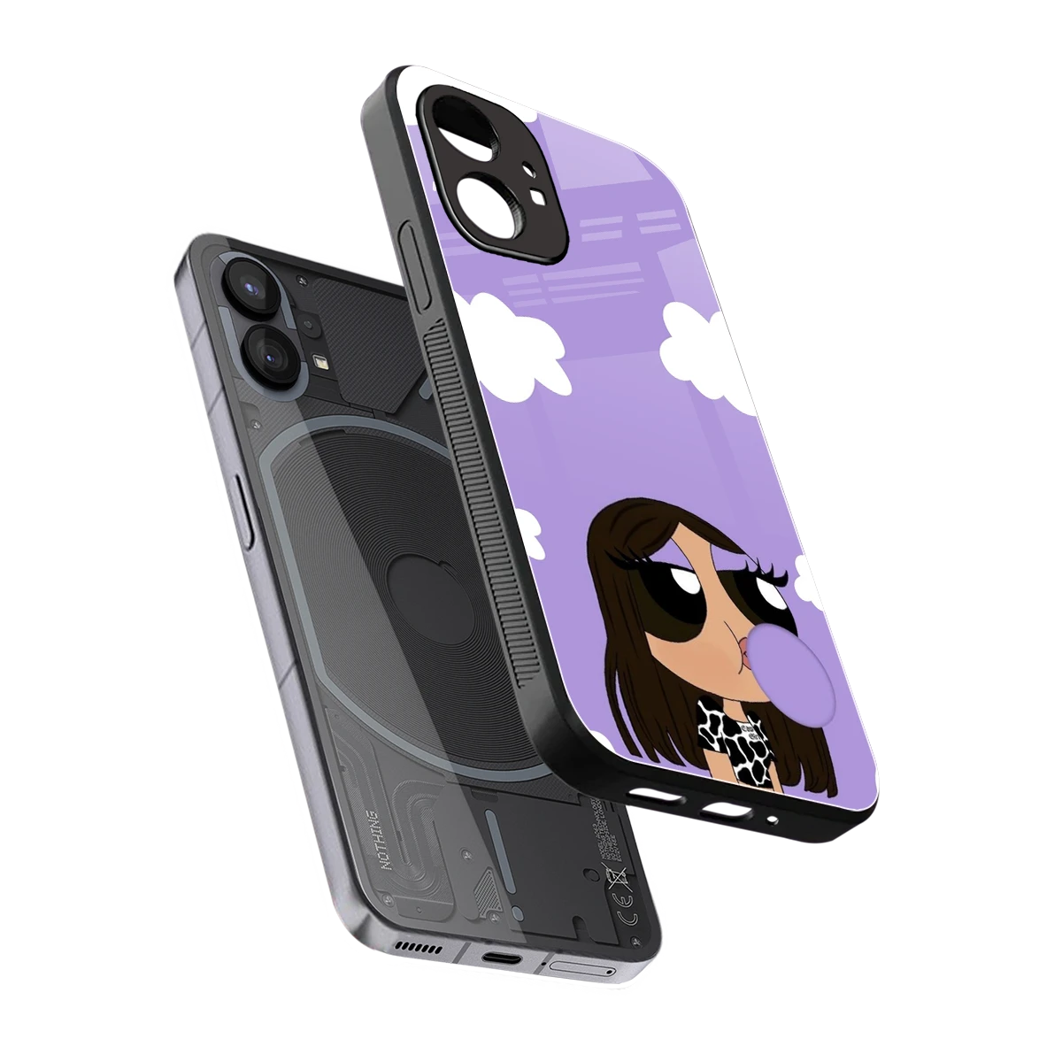Grape Chic sleek nothing phone 1 cover with tempered glass back and TPU edges