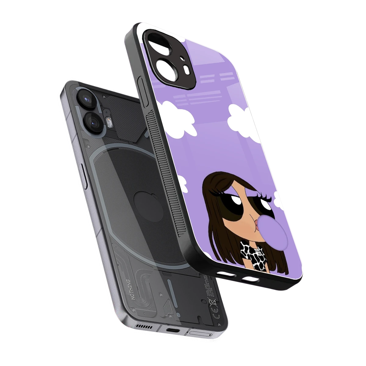 Grape Chic sleek nothing phone 2 cover with tempered glass back and TPU edges