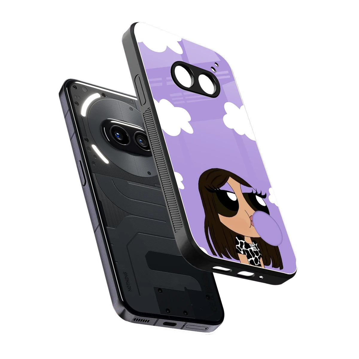 Grape Chic sleek nothing phone 2a cover with tempered glass back and TPU edges