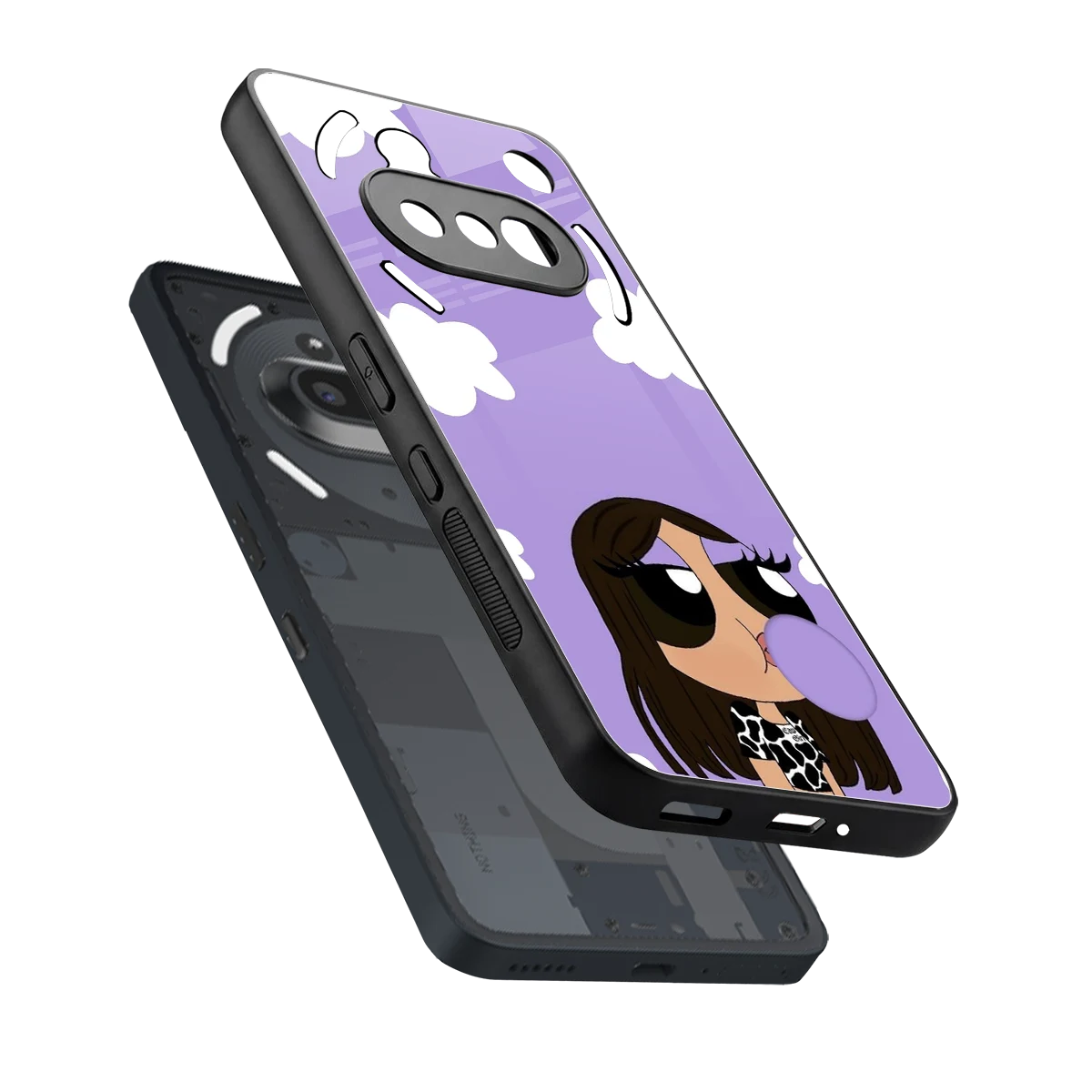 Grape Chic sleek nothing phone 3a cover with tempered glass back and TPU edges