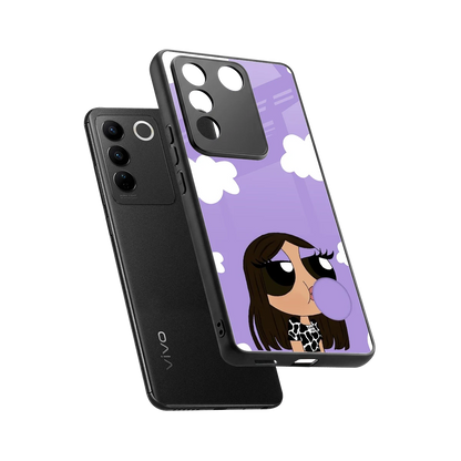 Grape Chic sleek vivo v27 5g cover with tempered glass back and TPU edges