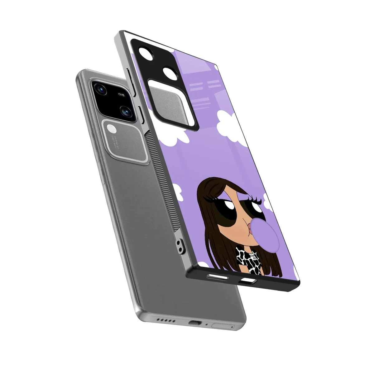 Grape Chic sleek vivo v30 cover with tempered glass back and TPU edges