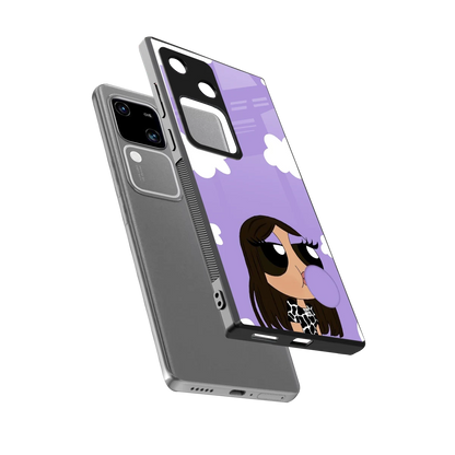 Grape Chic sleek vivo v30 cover with tempered glass back and TPU edges