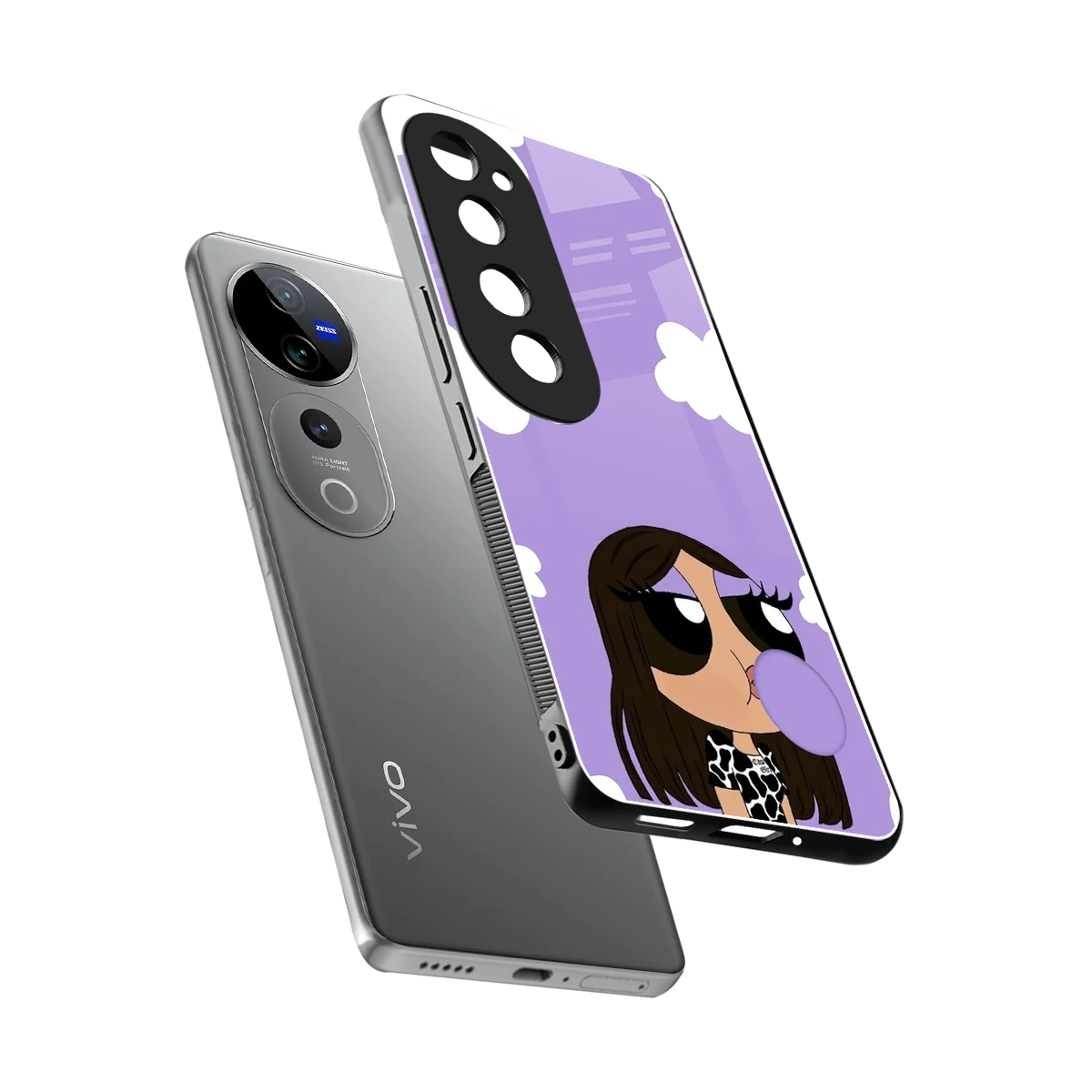 Grape Chic sleek vivo v40 pro cover with tempered glass back and TPU edges