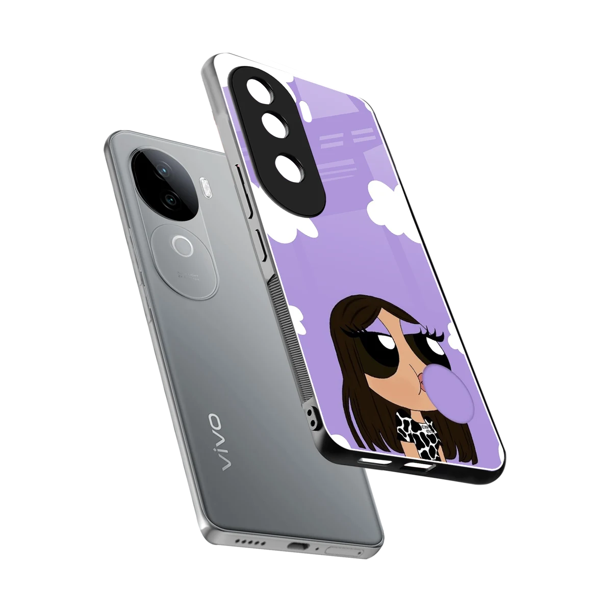 Grape Chic sleek vivo v40e cover with tempered glass back and TPU edges
