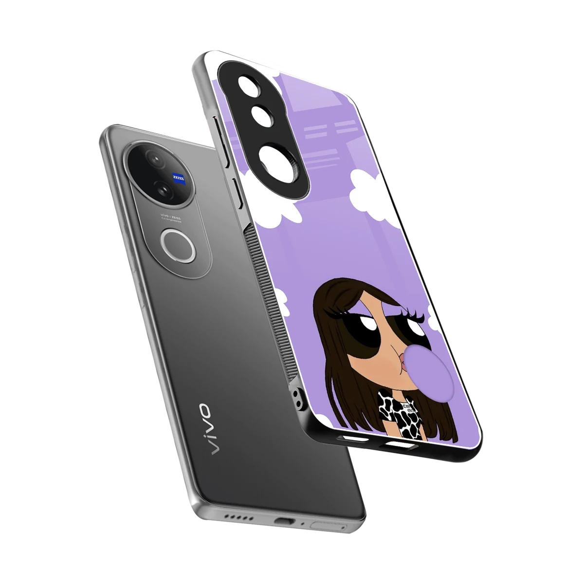 Grape Chic sleek vivo v50 cover with tempered glass back and TPU edges