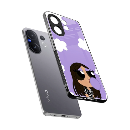 Grape Chic sleek vivo v60 cover with tempered glass back and TPU edges