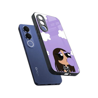 Grape Chic sleek vivo v70 fe cover with tempered glass back and TPU edges