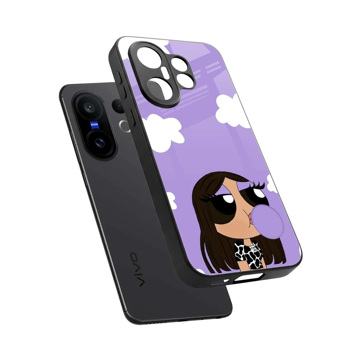 Grape Chic sleek vivo x200 fe cover with tempered glass back and TPU edges
