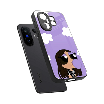 Grape Chic sleek vivo x200 fe cover with tempered glass back and TPU edges