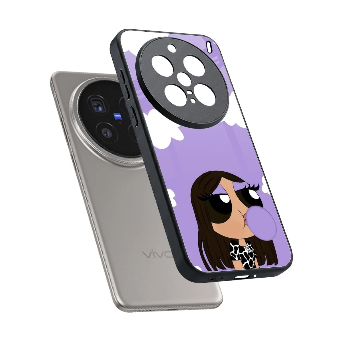 Grape Chic sleek vivo x200 pro cover with tempered glass back and TPU edges
