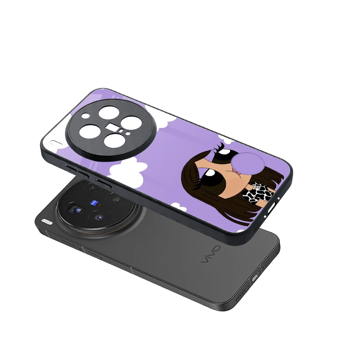 Grape Chic sleek vivo x300 pro cover with tempered glass back and TPU edges