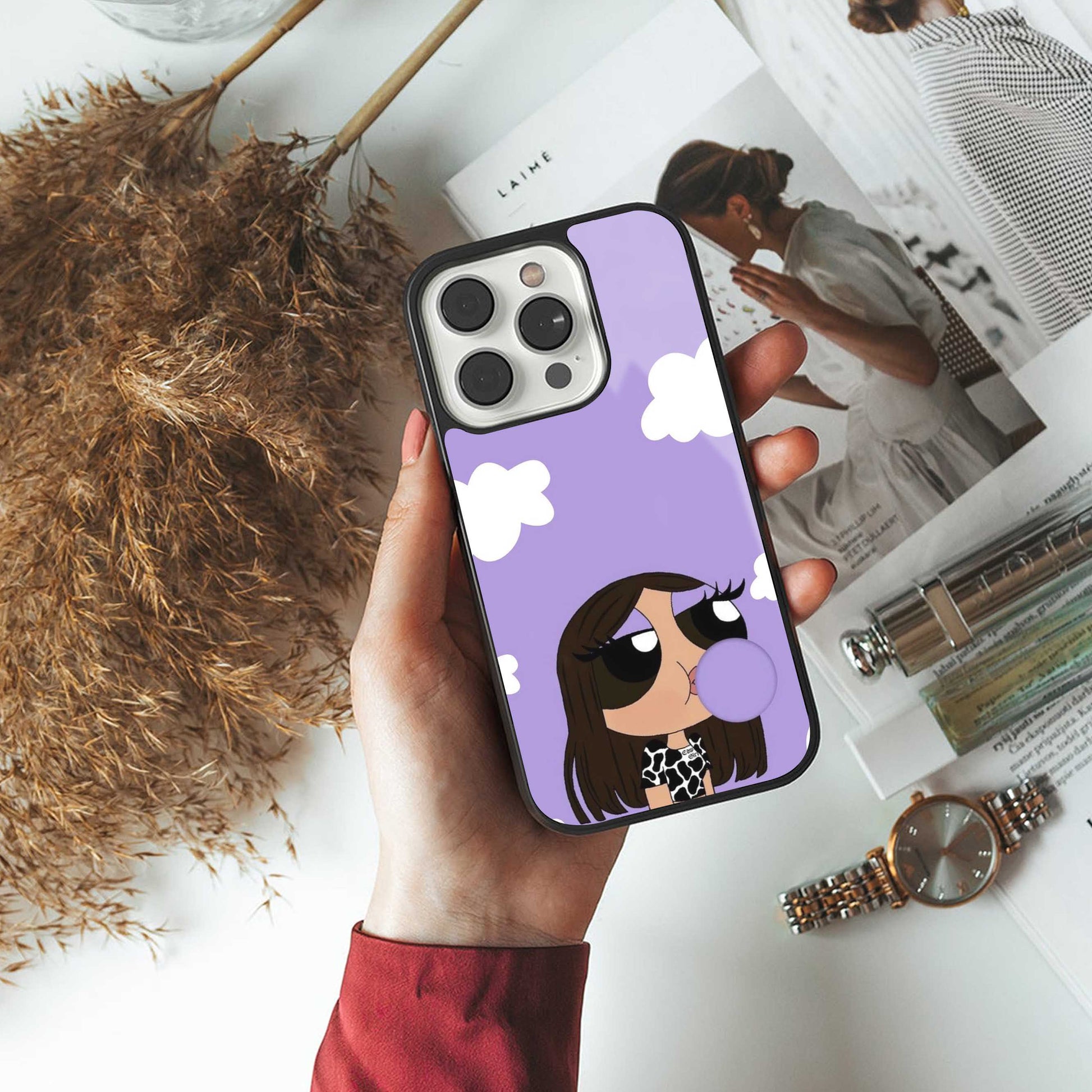 Grape Chic TPU glass hybrid case for iPhone 16 | premium mobile back cover