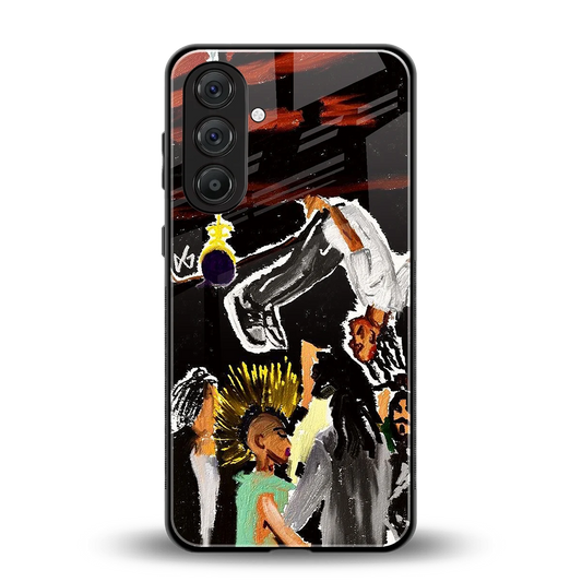 Gravity Break back phone cover | glass case for samsung galaxy m36 5g