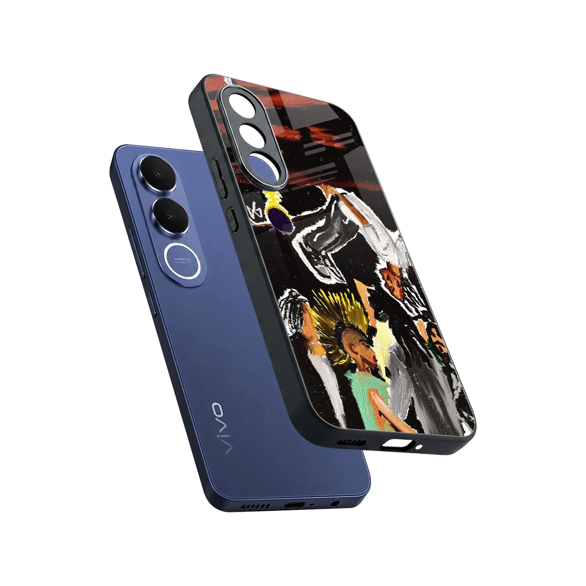 Gravity Break sleek vivo v70 fe cover with tempered glass back and TPU edges