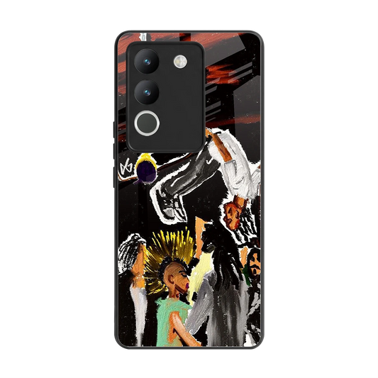 Gravity Break back phone cover | glass case for vivo y200 5g