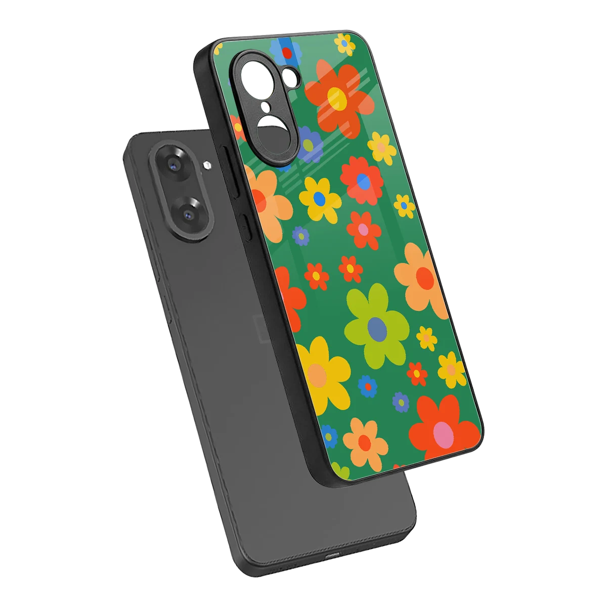 Greenery Blossom sleek oneplus nord ce5 5g cover with tempered glass back and TPU edges