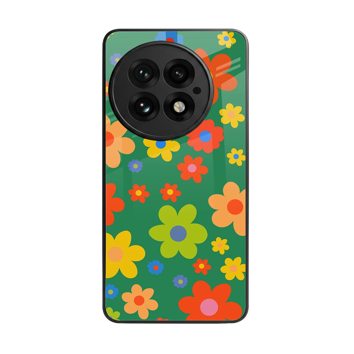 Greenery Blossom back phone cover | glass case for oneplus 13