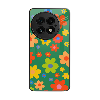 Greenery Blossom back phone cover | glass case for oneplus 13