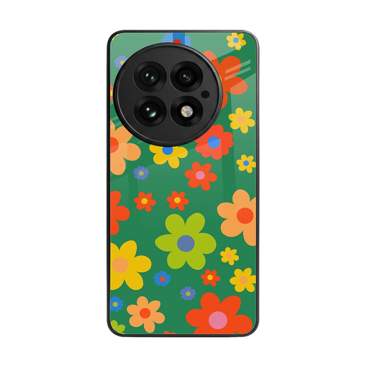 Greenery Blossom back phone cover | glass case for oneplus 13
