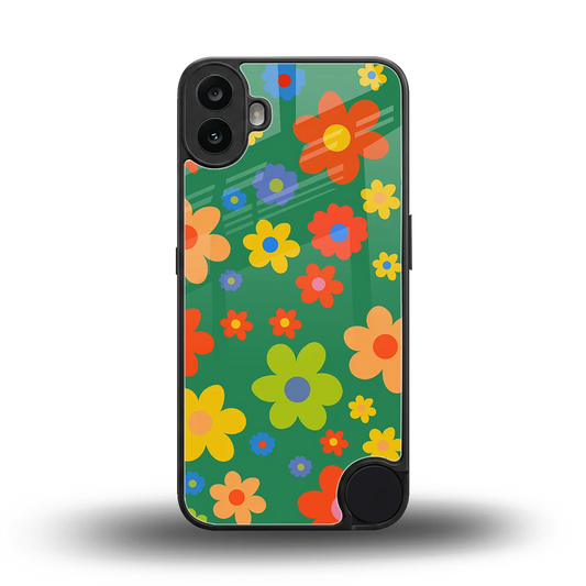 Greenery Blossom back phone cover | glass case for cmf nothing phone 1