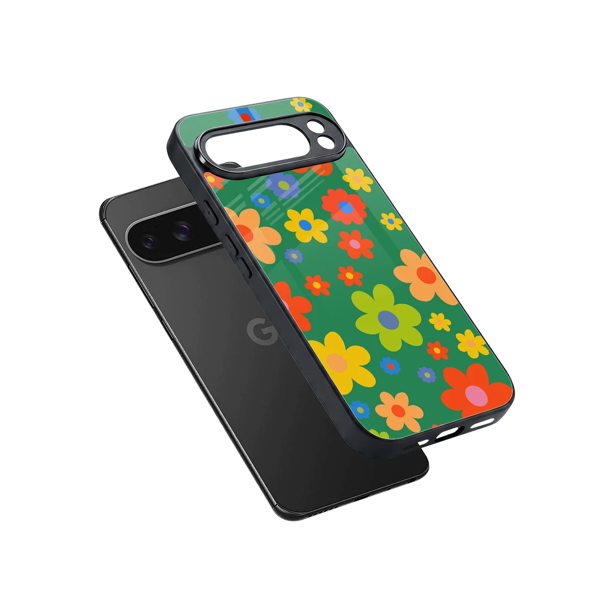 Greenery Blossom sleek google pixel 10 pro xl cover with tempered glass back and TPU edges