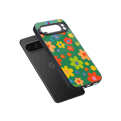 Greenery Blossom sleek google pixel 10 pro xl cover with tempered glass back and TPU edges