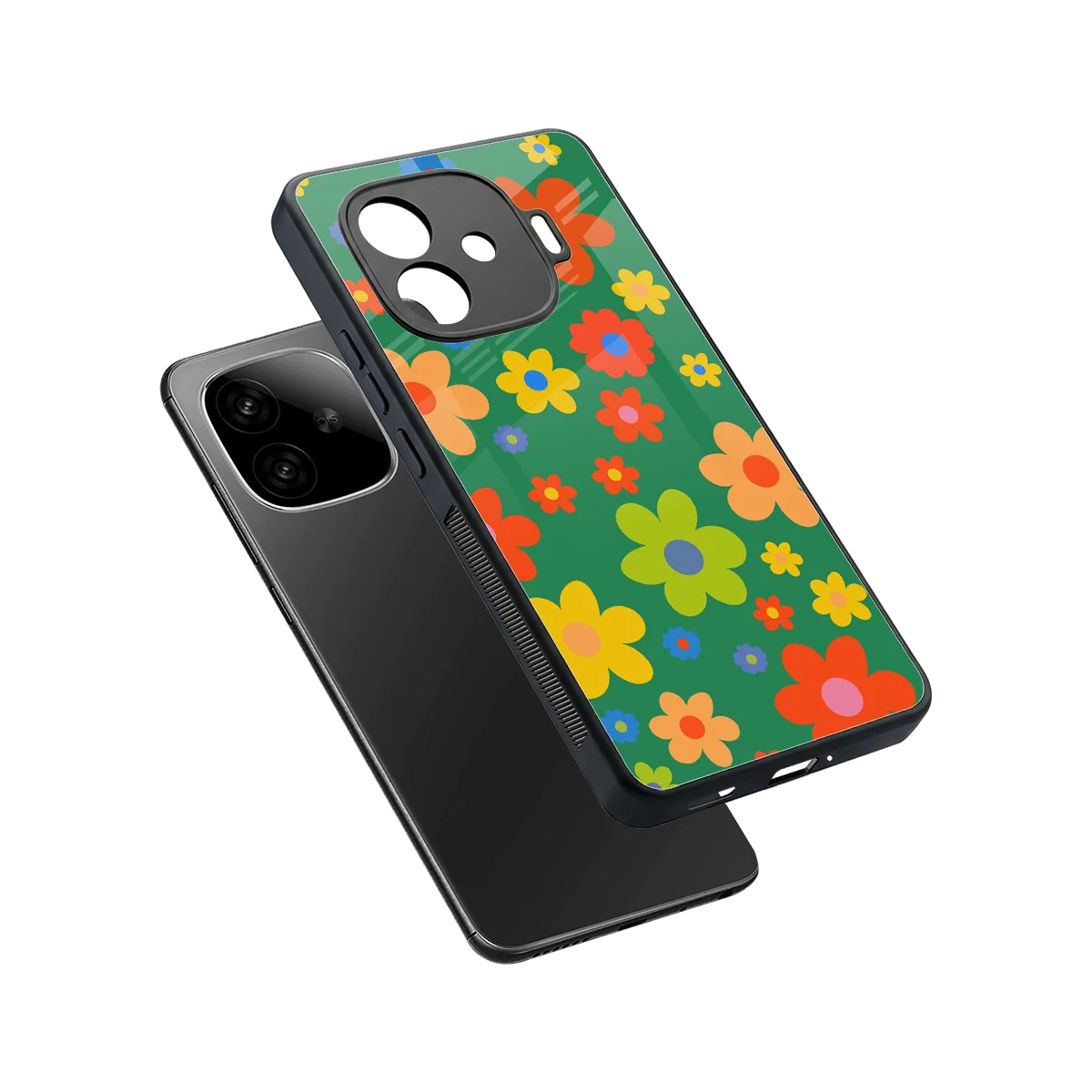 Greenery Blossom sleek iqoo neo 10r 5g cover with tempered glass back and TPU edges