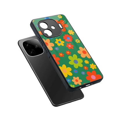 Greenery Blossom sleek iqoo neo 10r 5g cover with tempered glass back and TPU edges
