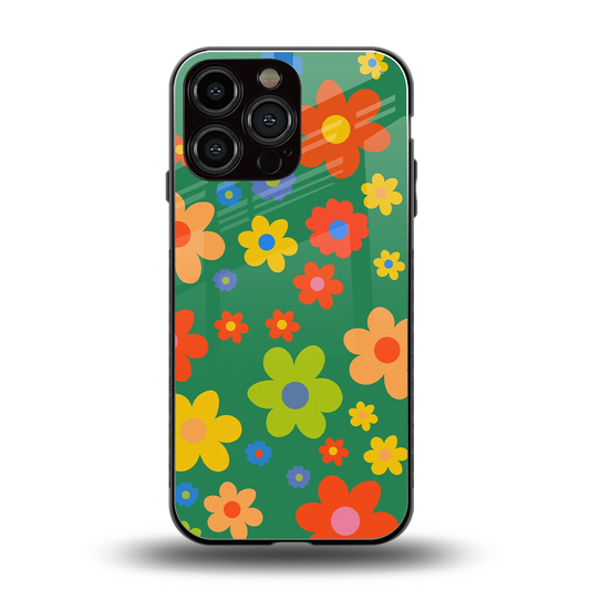 Greenery Blossom back phone cover | glass case for iphone 14 pro max