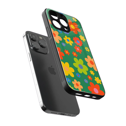 Greenery Blossom sleek iphone 13 pro cover with tempered glass back and TPU edges