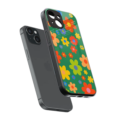 Greenery Blossom sleek iphone 13 cover with tempered glass back and TPU edges