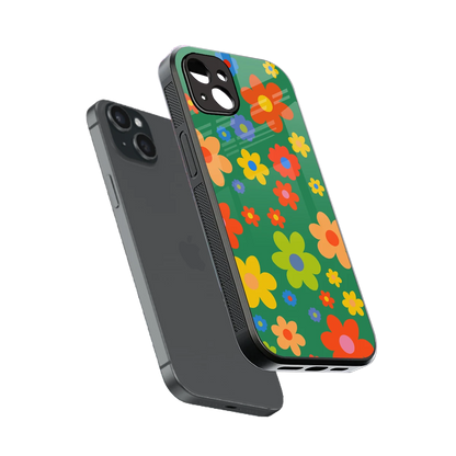 Greenery Blossom sleek iphone 14 plus cover with tempered glass back and TPU edges