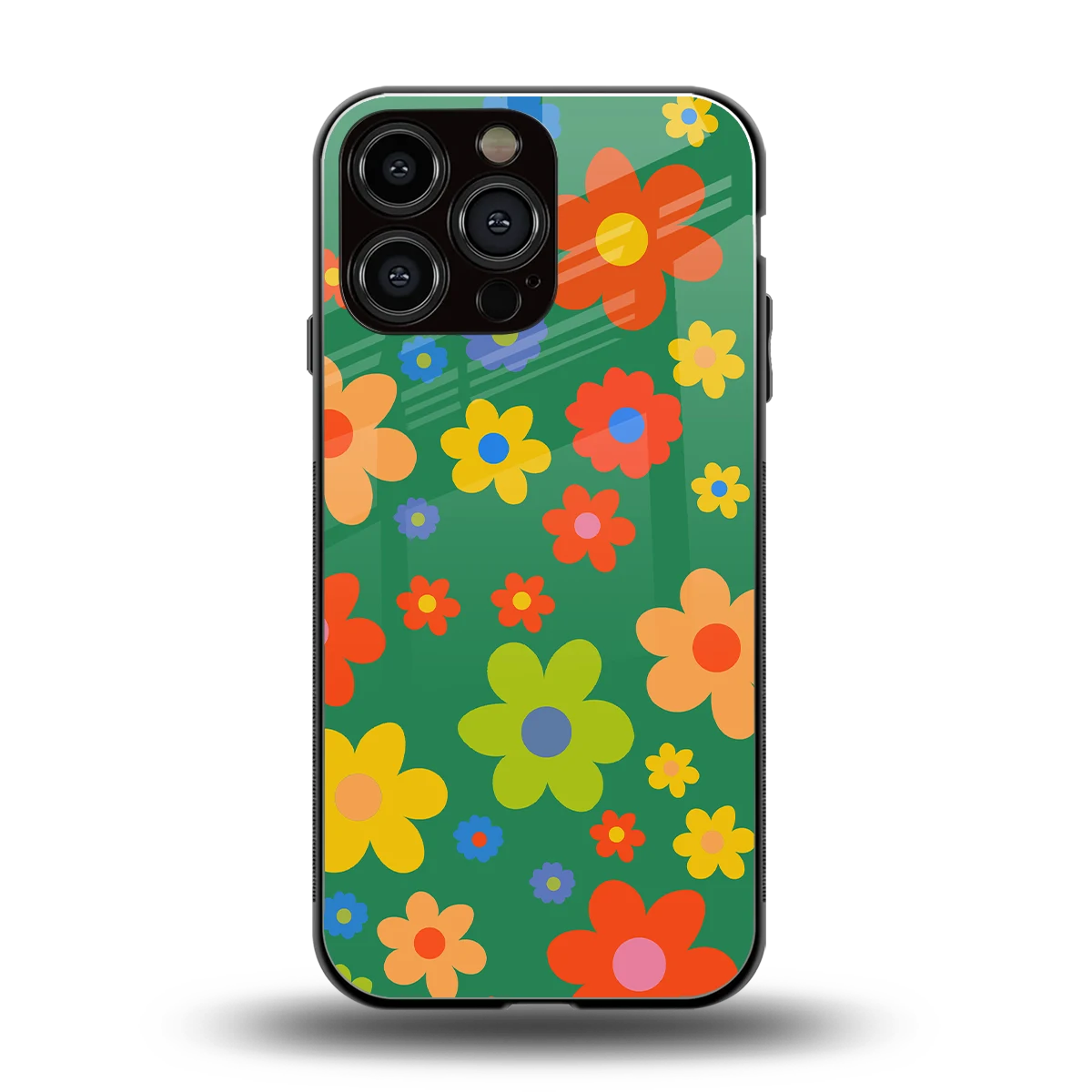 Greenery Blossom back phone cover | glass case for iphone 16 pro max