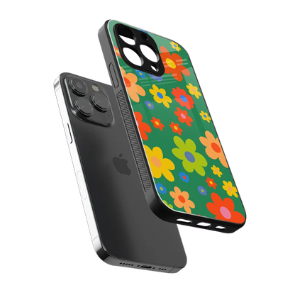 Greenery Blossom sleek iphone 16 pro max cover with tempered glass back and TPU edges