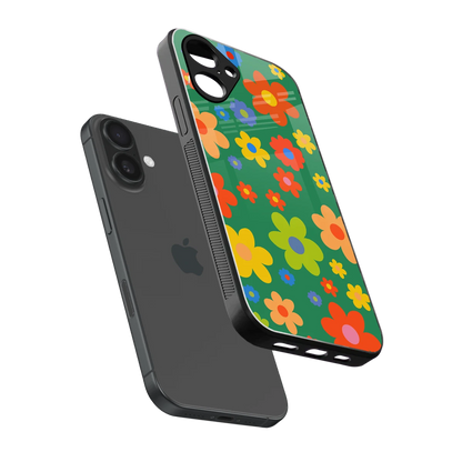 Greenery Blossom sleek iPhone 16 cover with tempered glass back and TPU edges