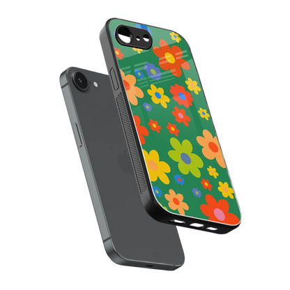 Greenery Blossom sleek iphone 16e cover with tempered glass back and TPU edges
