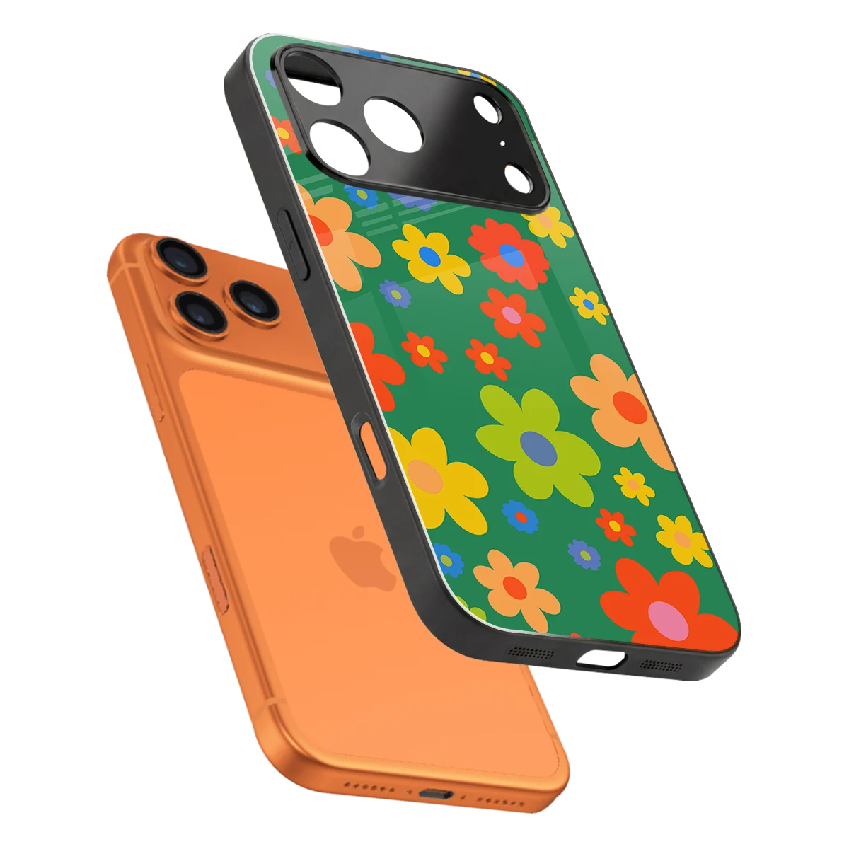 Greenery Blossom sleek iphone 17 pro cover with tempered glass back and TPU edges