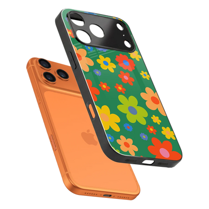 Greenery Blossom sleek iphone 17 pro cover with tempered glass back and TPU edges