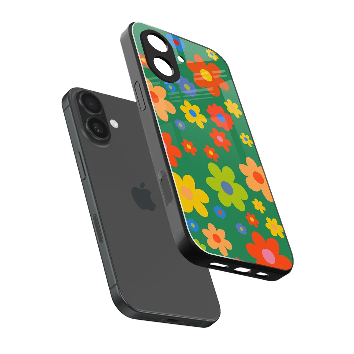 Greenery Blossom sleek iphone 17 cover with tempered glass back and TPU edges