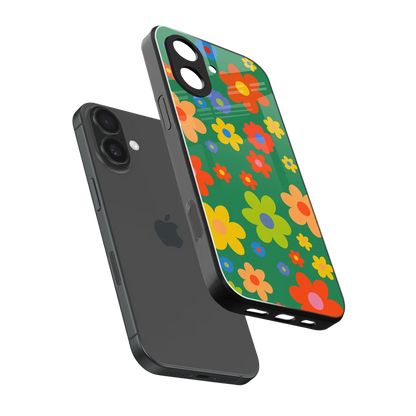 Greenery Blossom sleek iphone 17 cover with tempered glass back and TPU edges