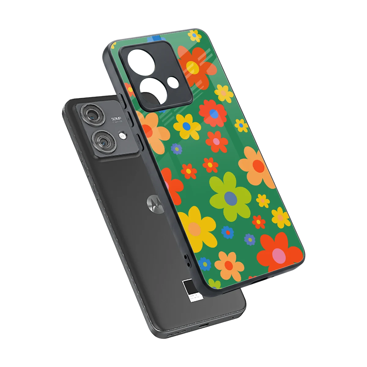 Greenery Blossom sleek motorola edge 40 neo 5g cover with tempered glass back and TPU edges