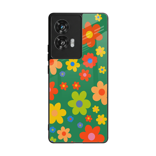 Greenery Blossom back phone cover | glass case for motorola edge 50 fusion
