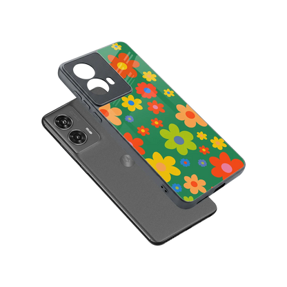 Greenery Blossom sleek motorola edge 50 fusion cover with tempered glass back and TPU edges