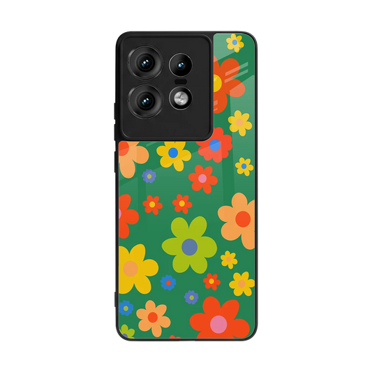 Greenery Blossom back phone cover | glass case for motorola edge 50 pro