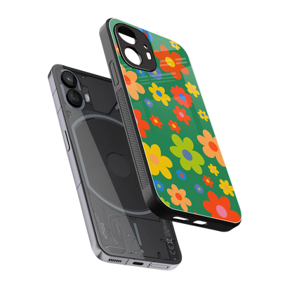 Greenery Blossom sleek nothing phone 2 cover with tempered glass back and TPU edges