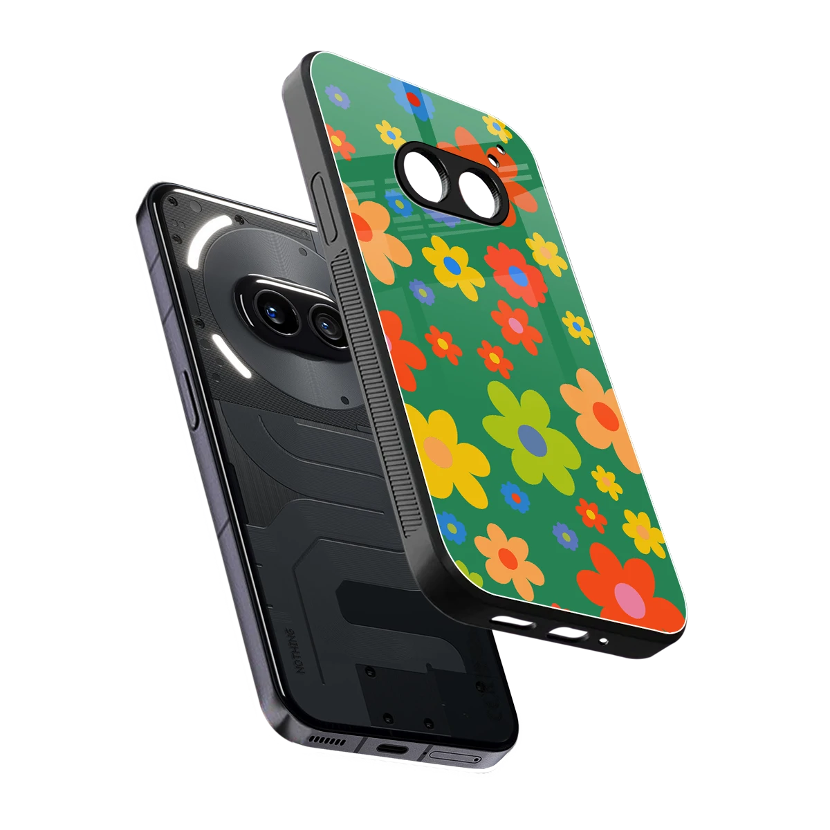 Greenery Blossom sleek nothing phone 2a cover with tempered glass back and TPU edges
