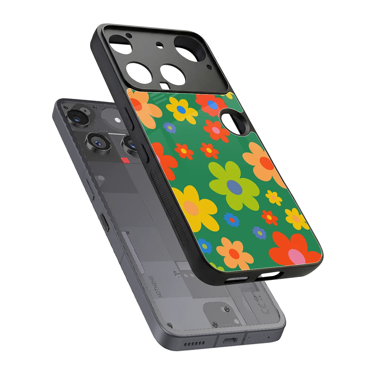 Greenery Blossom sleek nothing phone 3 cover with tempered glass back and TPU edges