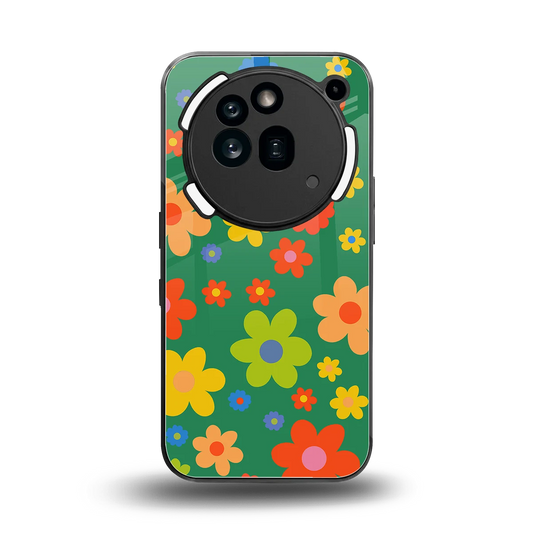 Greenery Blossom back phone cover | glass case for nothing phone 3a pro