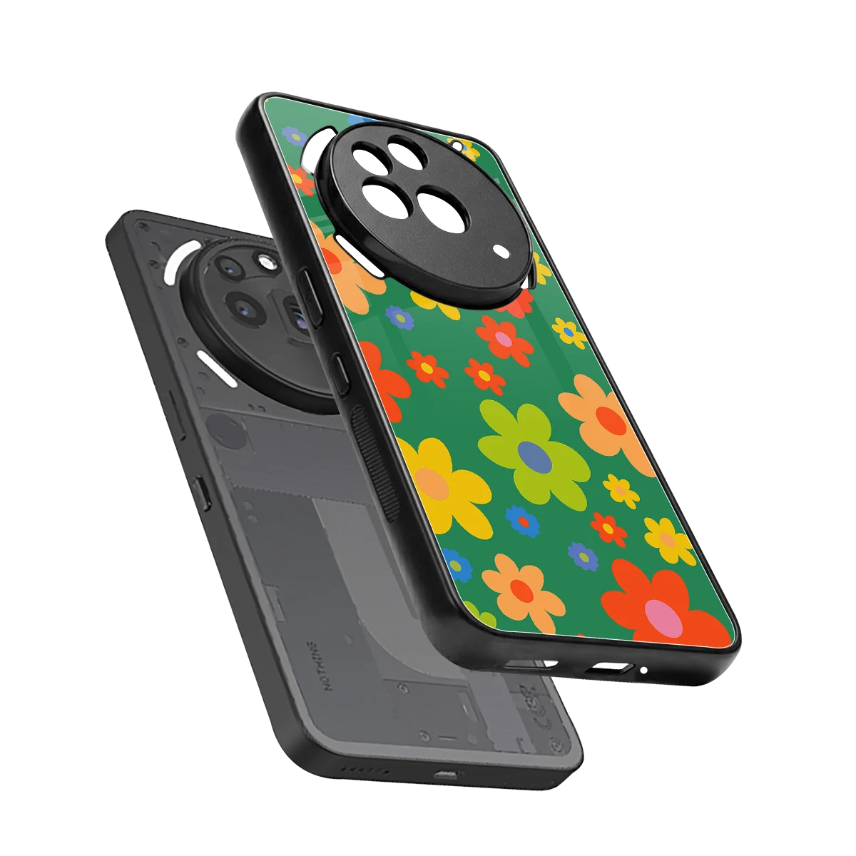 Greenery Blossom sleek nothing phone 3a pro cover with tempered glass back and TPU edges
